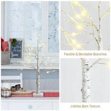 Load image into Gallery viewer, 2FT Pre-lit Twig Birch Tree White Christmas Tree Decoration Warm White LED Light