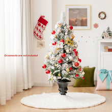 Load image into Gallery viewer, 4ft Artificial Snow Flocked Christmas Tree Pre-lit Entrance Xmas Tree Decor