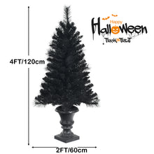 Load image into Gallery viewer, 4FT Pre-lit Artificial Christmas Tree Entrance Black Potted Xmas Tree Decoration