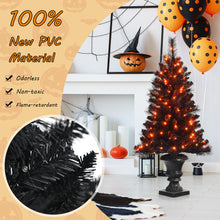 Load image into Gallery viewer, 4FT Pre-lit Artificial Christmas Tree Entrance Black Potted Xmas Tree Decoration