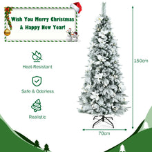 Load image into Gallery viewer, 5FT Slim Pencil Tree Hinged Artificial Christmas Tree Snow Flocked Xmas Tree