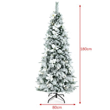 Load image into Gallery viewer, 6FT Slim Pencil Tree Hinged Artificial Christmas Tree Snow Flocked Xmas Tree