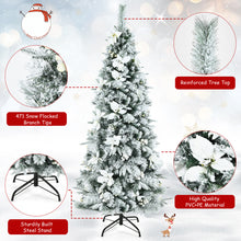 Load image into Gallery viewer, 6FT Slim Pencil Tree Hinged Artificial Christmas Tree Snow Flocked Xmas Tree
