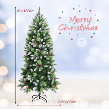 Load image into Gallery viewer, 6FT Artificial Christmas Tree Green Snow Flocked Xmas Tree Decoration In/Outdoor