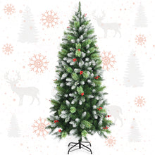 Load image into Gallery viewer, 6FT Artificial Christmas Tree Green Snow Flocked Xmas Tree Decoration In/Outdoor