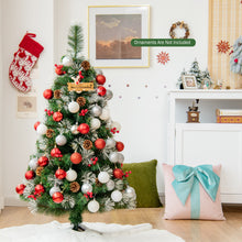 Load image into Gallery viewer, 4FT Decorative Xmas Tree W/ Pine Cones & Red Berry Clusters 160 PVC Tips & Pine Needles Snowy Design Metal Stand Unlit Festival Celebrating Decoration