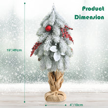 Load image into Gallery viewer, Mini Snow Flocked Xmas Tree Tabletop Artificial Christmas Tree w/ 59 Tips Burlap Cement Sand 100% New PE & Types of Ornaments
