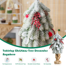 Load image into Gallery viewer, Mini Snow Flocked Xmas Tree Tabletop Artificial Christmas Tree w/ 59 Tips Burlap Cement Sand 100% New PE & Types of Ornaments