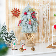 Load image into Gallery viewer, Mini Snow Flocked Xmas Tree Tabletop Artificial Christmas Tree w/ 59 Tips Burlap Cement Sand 100% New PE & Types of Ornaments