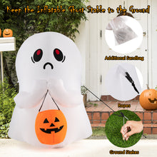 Load image into Gallery viewer, 4 FT Halloween Inflatable Colorful Dimming Ghost Holding Pumpkin Blow-up Ghost