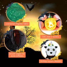 Load image into Gallery viewer, 5ft Inflatable Halloween Unicorn Skeleton Holding Pumpkin Blow up Decoration