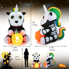 Load image into Gallery viewer, 5ft Inflatable Halloween Unicorn Skeleton Holding Pumpkin Blow up Decoration