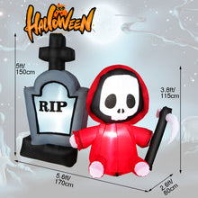Load image into Gallery viewer, 5FT Halloween Inflatable Decoration Blow-up Tombstone & Grim Reaper Combo LED