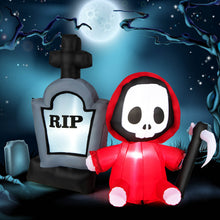 Load image into Gallery viewer, 5FT Halloween Inflatable Decoration Blow-up Tombstone & Grim Reaper Combo LED