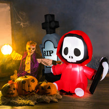 Load image into Gallery viewer, 5FT Halloween Inflatable Decoration Blow-up Tombstone & Grim Reaper Combo LED