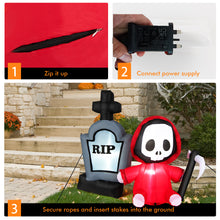 Load image into Gallery viewer, 5FT Halloween Inflatable Decoration Blow-up Tombstone & Grim Reaper Combo LED