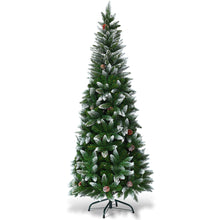 Load image into Gallery viewer, 6FT Snow Flocked Pencil Christmas Tree Artificial Xmas Tree Home Decoration