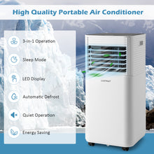 Load image into Gallery viewer, 9000 BTU Portable Air Conditioner, 3-in-1 Air Cooler w/ Fan & Dehumidifier Mode, Quiet AC Unit w/ Sleep Mode, 2 Fan Speeds, 24H Timer, LED Display, 4 Casters, Remote Control
