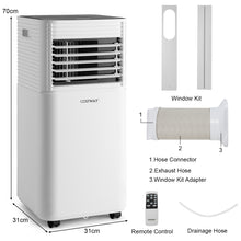 Load image into Gallery viewer, 9000 BTU Portable Air Conditioner, 3-in-1 Air Cooler w/ Fan & Dehumidifier Mode, Quiet AC Unit w/ Sleep Mode, 2 Fan Speeds, 24H Timer, LED Display, 4 Casters, Remote Control