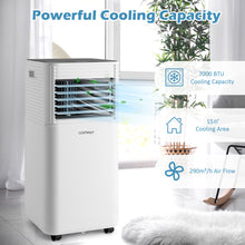 Load image into Gallery viewer, 9000 BTU Portable Air Conditioner, 3-in-1 Air Cooler w/ Fan & Dehumidifier Mode, Quiet AC Unit w/ Sleep Mode, 2 Fan Speeds, 24H Timer, LED Display, 4 Casters, Remote Control