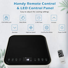 Load image into Gallery viewer, 9000 BTU Portable Air Conditioner, 3-in-1 Air Cooler w/ Fan & Dehumidifier Mode, Quiet AC Unit w/ Sleep Mode, 2 Fan Speeds, 24H Timer, LED Display, 4 Casters, Remote Control