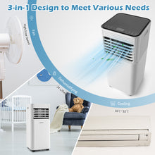Load image into Gallery viewer, 9000 BTU Portable Air Conditioner, 3-in-1 Air Cooler w/ Fan & Dehumidifier Mode, Quiet AC Unit w/ Sleep Mode, 2 Fan Speeds, 24H Timer, LED Display, 4 Casters, Remote Control