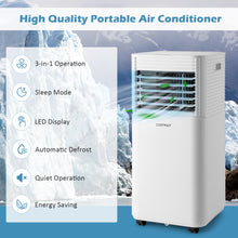 Load image into Gallery viewer, 9000 BTU Portable Air Conditioner, 3-in-1 Air Cooler w/ Fan & Dehumidifier Mode, Quiet AC Unit w/ Sleep Mode, 2 Fan Speeds, 24H Timer, LED Display, 4 Casters, Remote Control