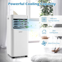 Load image into Gallery viewer, 9000 BTU Portable Air Conditioner, 3-in-1 Air Cooler w/ Fan & Dehumidifier Mode, Quiet AC Unit w/ Sleep Mode, 2 Fan Speeds, 24H Timer, LED Display, 4 Casters, Remote Control