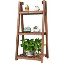 Load image into Gallery viewer, 3 Tier Wooden Plant Stand Folding Flower Shelf Display Ladder Free Standing