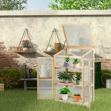 Load image into Gallery viewer, Mini Wooden Cold Frame Greenhouse Outdoor 3-Tier Raised Flower Planter Shelf