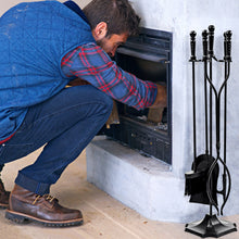 Load image into Gallery viewer, 5 Piece Fireplace Tool Set Iron Fireside Fire Companion Poker Tong Shovel Brush