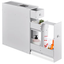 Load image into Gallery viewer, Bathroom Floor Cabinet Wooden Slim Storage Cupboard with Slide Out Drawers White