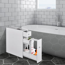 Load image into Gallery viewer, Bathroom Floor Cabinet Wooden Slim Storage Cupboard with Slide Out Drawers White