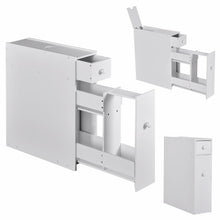 Load image into Gallery viewer, Bathroom Floor Cabinet Wooden Slim Storage Cupboard with Slide Out Drawers White