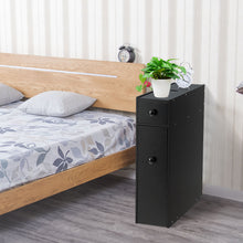 Load image into Gallery viewer, Bathroom Floor Cabinet Wooden Slim Storage Cupboard with Slide Out Drawers Black