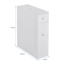 Load image into Gallery viewer, Bathroom Floor Cabinet Wooden Slim Storage Cupboard with Slide Out Drawers White