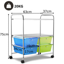 Load image into Gallery viewer, 4 Drawers Storage Trolley Mobile Rolling Utility Cart Home Office Organizer