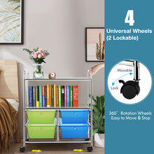 Load image into Gallery viewer, 4 Drawers Storage Trolley Mobile Rolling Utility Cart Home Office Organizer
