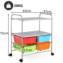 Load image into Gallery viewer, 4 Drawers Storage Trolley Mobile Rolling Utility Cart Home Office Organizer