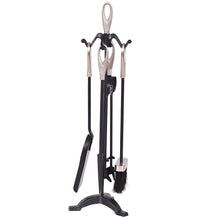 Load image into Gallery viewer, 5 Piece Fire Companion Set Iron Fireplace Fireside Tools Brush Poker Tong Shovel