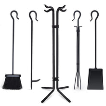 Load image into Gallery viewer, 5PCS Fireplace Tool Set Coal Fire Wood Burner Accessories Fireside Iron Tool