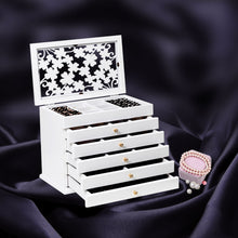 Load image into Gallery viewer, Vintage Wooden Jewellery Box Chest Rings Necklaces Storage Organiser Cabinet