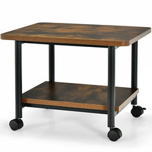 Load image into Gallery viewer, 2 Tier Wooden Printer Stand with 360° Swivel Caste