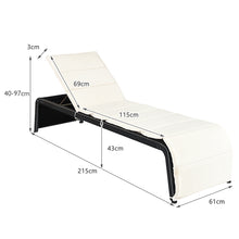 Load image into Gallery viewer, Patio Lounge Chair, 5-Position Adjustable Outdoor Recliner Rattan Chair, Chaise Lounge w/Thick Cushion, Wicker Rattan Sun bed, Reclining Lounge Chair for Patio, Poolside, Backyard