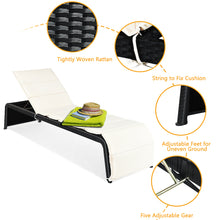 Load image into Gallery viewer, Patio Lounge Chair, 5-Position Adjustable Outdoor Recliner Rattan Chair, Chaise Lounge w/Thick Cushion, Wicker Rattan Sun bed, Reclining Lounge Chair for Patio, Poolside, Backyard