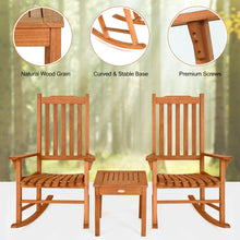 Load image into Gallery viewer, 3 Piece Eucalyptus Rocking Chair Set Two Wood Conversation Chairs with Coffee Table