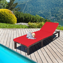 Load image into Gallery viewer, Rattan Sun Lounger 6 Positions Adjustable Deck Chaise Sunbed w/Removable Cushion