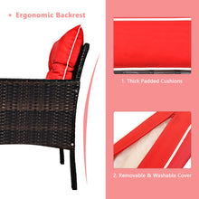 Load image into Gallery viewer, 5 Piece Rattan Sofa Set Outdoor Indoor Use Wicker Lounge Chair Ottoman with Beige Cushions Tempered Glass Table Patio PE Wicker Furniture Seating with Soft Cushion