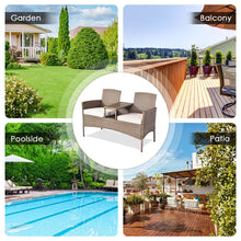 Load image into Gallery viewer, Outdoor Garden Furniture 2-Seater Rattan Chair Middle Tea Table Padded Cushions