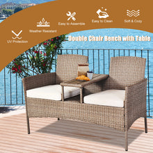 Load image into Gallery viewer, Outdoor Garden Furniture 2-Seater Rattan Chair Middle Tea Table Padded Cushions